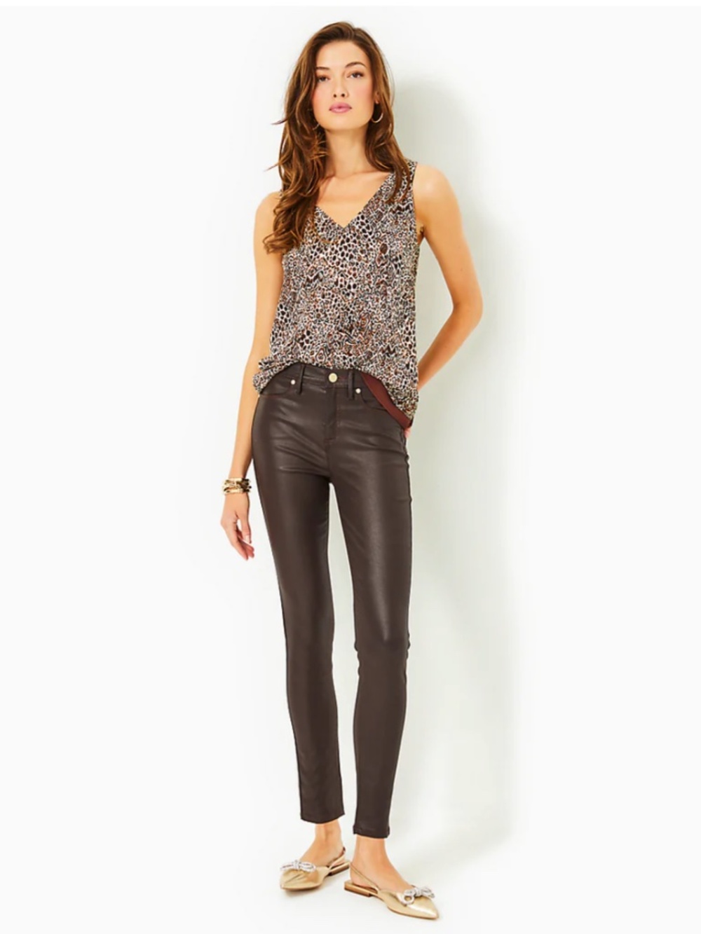 LILLY PULITZER - EAGAN HIGH RISE STRETCH COATED DENIM in Mochachino